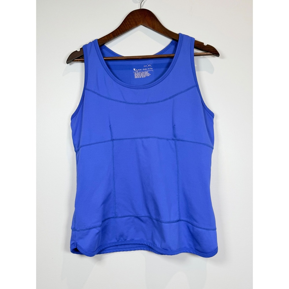 Tek Gear Womens XL Blue Racerback Athletic Tank Top Side Pocket Gym Yoga Shirt